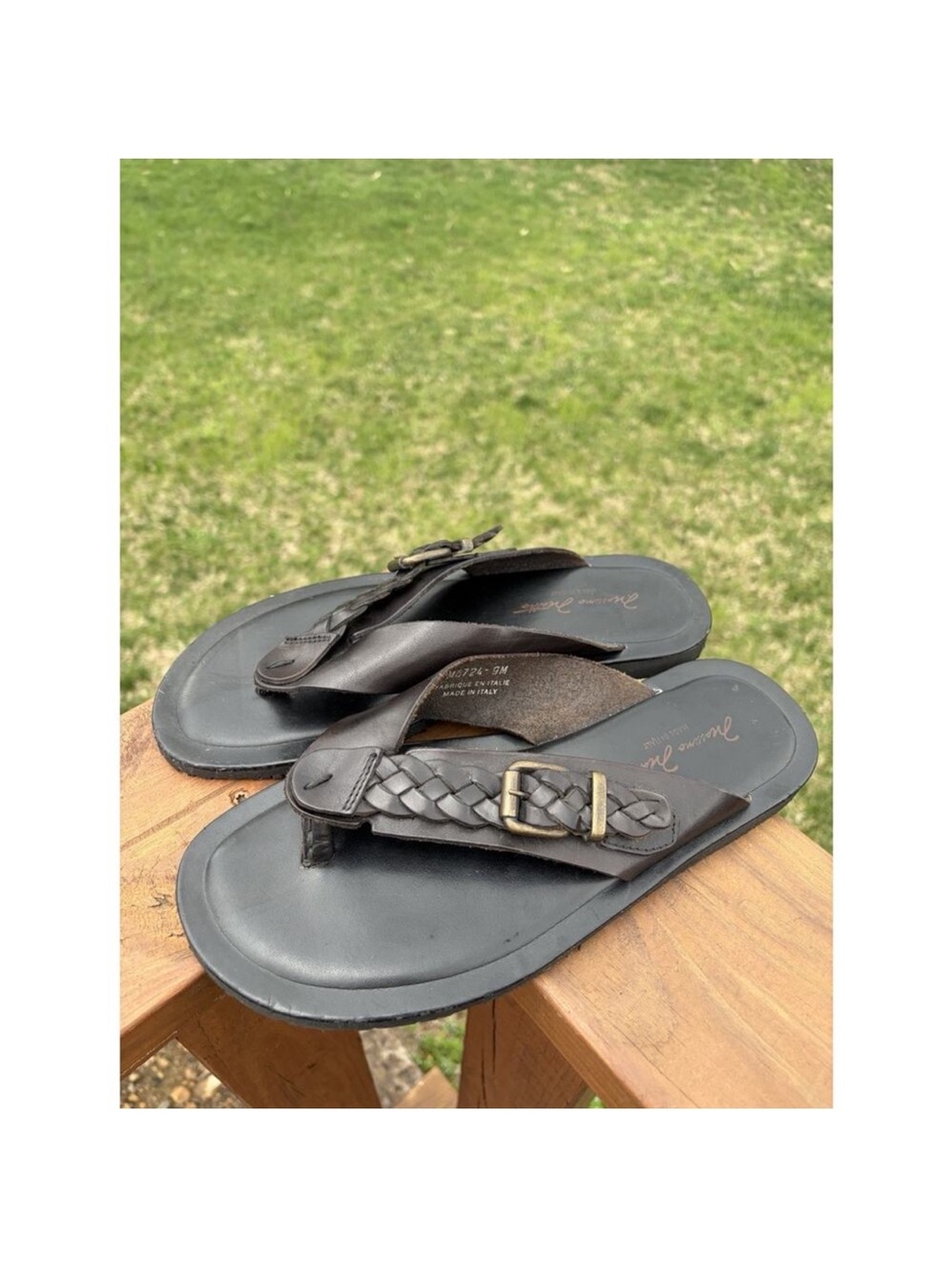 Massimo Matteo Braided Leather Thong Sandals - Dark Brown Sz 9